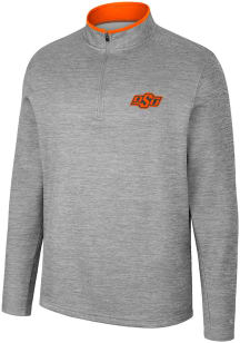 Colosseum Oklahoma State Cowboys Mens Grey Chase Long Sleeve 1/4 Zip Pullover