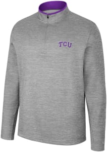 Colosseum TCU Horned Frogs Mens Grey Chase Long Sleeve 1/4 Zip Pullover