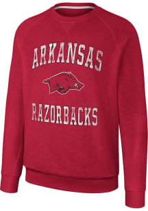 Colosseum Arkansas Razorbacks Mens Crimson Reggie Long Sleeve Crew Sweatshirt