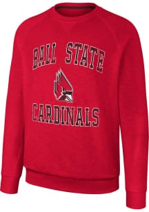 Colosseum Ball State Cardinals Mens Red Reggie Long Sleeve Crew Sweatshirt