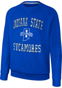 Colosseum Indiana State Sycamores Mens Blue Reggie Long Sleeve Crew Sweatshirt