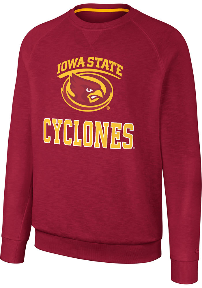 Colosseum Iowa State Cyclones Mens Crimson Reggie Long Sleeve Crew Sweatshirt