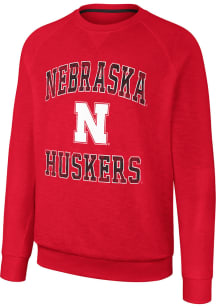 Colosseum Nebraska Cornhuskers Mens Red Reggie Long Sleeve Crew Sweatshirt