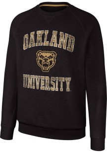 Colosseum Oakland University Golden Grizzlies Mens Black Reggie Long Sleeve Crew Sweatshirt