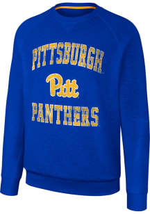 Colosseum Pitt Panthers Mens Blue Reggie Long Sleeve Crew Sweatshirt