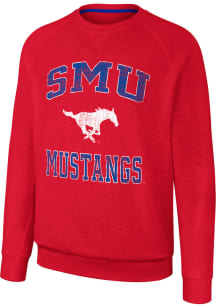 Colosseum SMU Mustangs Mens Red Reggie Long Sleeve Crew Sweatshirt