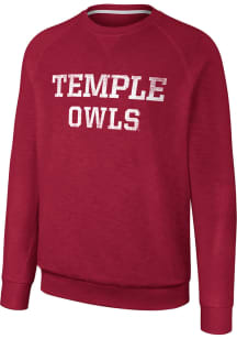 Colosseum Temple Owls Mens Red Reggie Long Sleeve Crew Sweatshirt