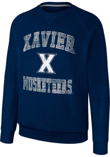Colosseum Xavier Musketeers Mens Navy Blue Reggie Long Sleeve Crew Sweatshirt