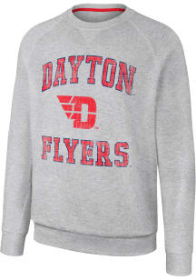 Colosseum Dayton Flyers Mens Grey Reggie Long Sleeve Crew Sweatshirt