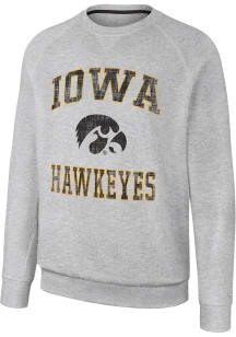 Colosseum Iowa Hawkeyes Mens Grey Reggie Long Sleeve Crew Sweatshirt