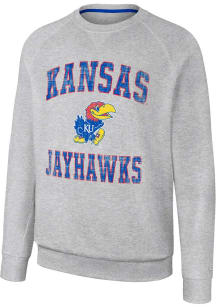 Colosseum Kansas Jayhawks Mens Grey Reggie Long Sleeve Crew Sweatshirt