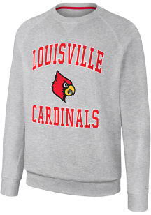 Colosseum Louisville Cardinals Mens Grey Reggie Long Sleeve Crew Sweatshirt