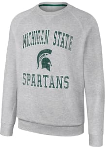 Colosseum Michigan State Spartans Mens Grey Reggie Long Sleeve Crew Sweatshirt