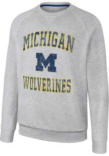 Colosseum Michigan Wolverines Mens Grey Reggie Long Sleeve Crew Sweatshirt