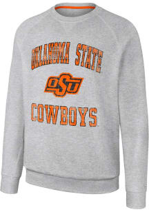 Colosseum Oklahoma State Cowboys Mens Grey Reggie Long Sleeve Crew Sweatshirt