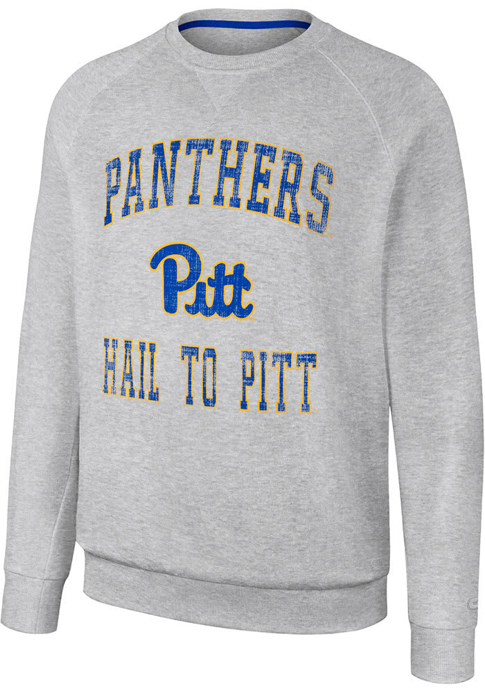 Colosseum Pitt Panthers Mens Grey Reggie Long Sleeve Crew Sweatshirt