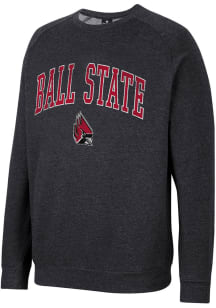 Colosseum Ball State Cardinals Mens Black Parsons Long Sleeve Crew Sweatshirt