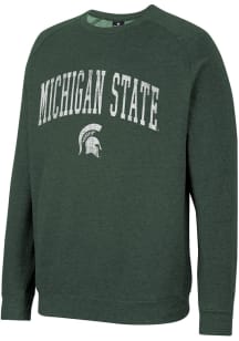 Colosseum Michigan State Spartans Mens Green Parsons Long Sleeve Crew Sweatshirt