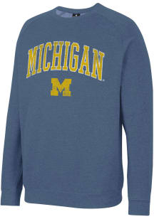 Colosseum Michigan Wolverines Mens Blue Parsons Long Sleeve Crew Sweatshirt