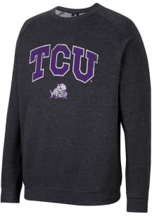 Colosseum TCU Horned Frogs Mens Black Parsons Long Sleeve Crew Sweatshirt