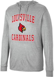 Colosseum Louisville Cardinals Mens Grey Collin Long Sleeve Hoodie