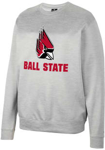 Colosseum Ball State Cardinals Mens Grey Creed Long Sleeve Sweatshirt