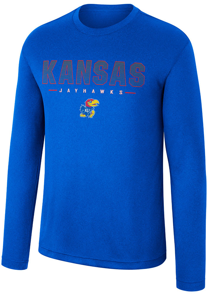 Colosseum Kansas Jayhawks Blue Messi Long Sleeve T-Shirt