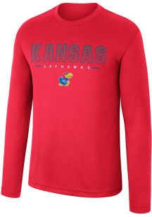 Colosseum Kansas Jayhawks Red Messi Long Sleeve T-Shirt