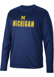 Mens Michigan Wolverines Navy Blue Colosseum Reed Long Sleeve T-Shirt