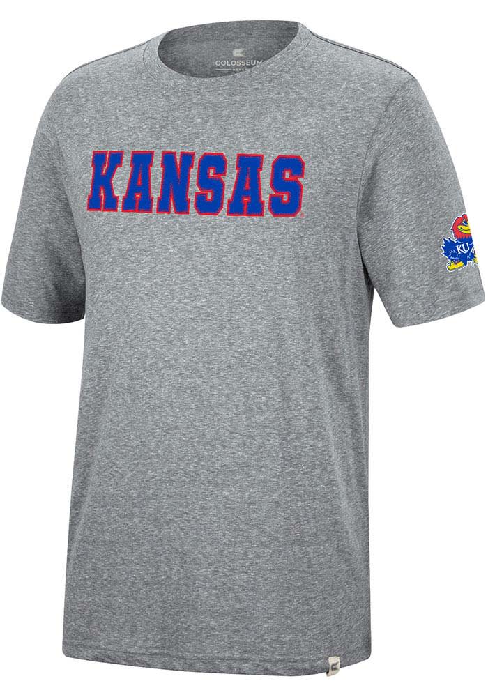 Colosseum Kansas Jayhawks Grey Crosby Short Sleeve Fashion T Shirt