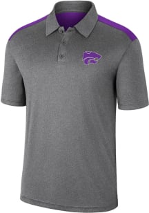 Colosseum K-State Wildcats Mens Charcoal Rahm Short Sleeve Polo