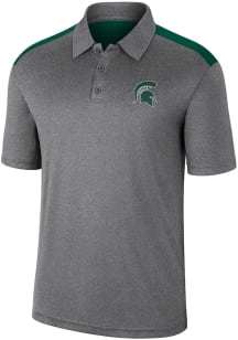 Colosseum Michigan State Spartans Mens Charcoal Rahm Short Sleeve Polo