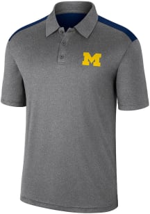 Colosseum Michigan Wolverines Mens Charcoal Rahm Short Sleeve Polo