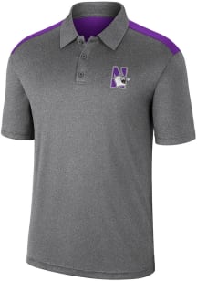 Mens Northwestern Wildcats Charcoal Colosseum Rahm Short Sleeve Polo Shirt