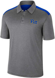 Colosseum Pitt Panthers Mens Charcoal Rahm Short Sleeve Polo
