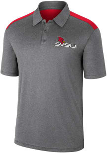 Colosseum Saginaw Valley State Cardinals Mens Charcoal Rahm Short Sleeve Polo