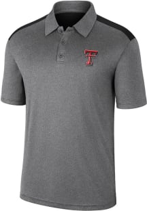Colosseum Texas Tech Red Raiders Mens Charcoal Rahm Short Sleeve Polo