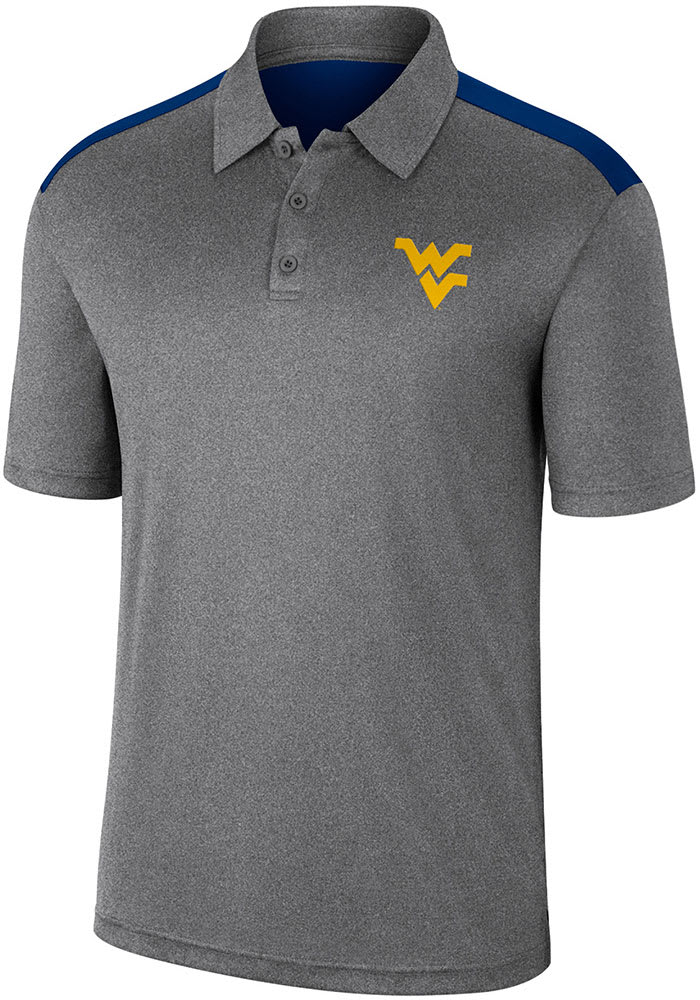Colosseum West Virginia Mountaineers Mens Charcoal Rahm Short Sleeve Polo