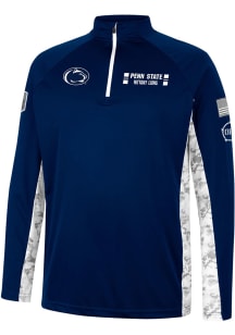 Colosseum Penn State Nittany Lions Mens Navy Blue American Hero Camo Long Sleeve 1/4 Zip Pullove..