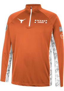 Colosseum Texas Longhorns Mens Burnt Orange American Hero Camo Long Sleeve 1/4 Zip Pullover