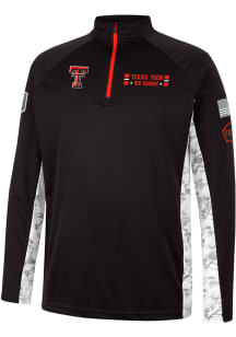 Colosseum Texas Tech Red Raiders Mens Red American Hero Camo Long Sleeve 1/4 Zip Pullover