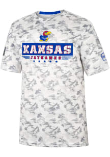 Colosseum Kansas Jayhawks Grey Storm Shadow Camo Short Sleeve T Shirt