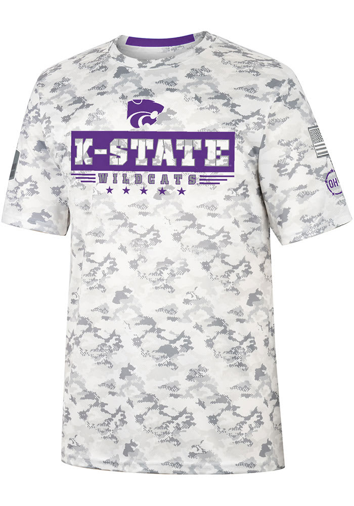 Colosseum K-State Wildcats Grey Storm Shadow Camo Short Sleeve T Shirt
