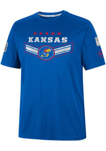 Colosseum Kansas Jayhawks Blue Free Fall Hatch Camo Short Sleeve T Shirt