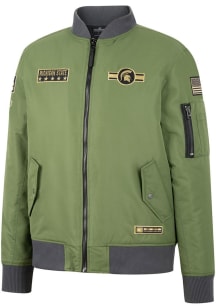 Colosseum Michigan State Spartans Mens Olive Slip Stream Bomber Light Weight Jacket