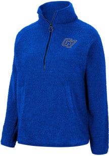 Colosseum Grand Valley State Lakers Womens Blue Winter Wonderland Chenille Sherpa 1/4 Zip Pullov..