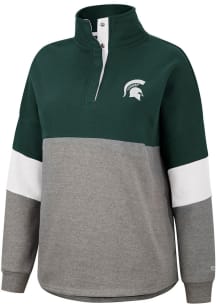 Colosseum Michigan State Spartans Womens Green Magazine Oversized 1/4 Zip Pullover