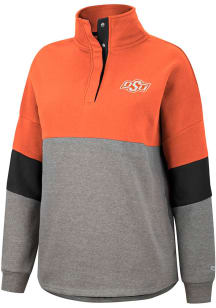 Colosseum Oklahoma State Cowboys Womens Grey Magazine Oversized 1/4 Zip Pullover