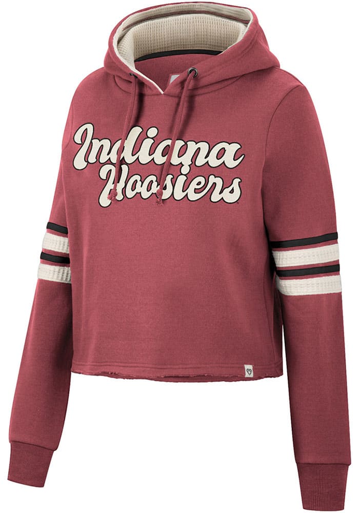 Gameday Couture Women's Gameday Couture White/Black Indiana Hoosiers Good  Time Color Block Cropped Hoodie