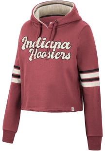 Colosseum Indiana Hoosiers Womens Cardinal Fashion Industry Cropped Hooded Sweatshirt